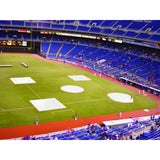 BASEBALL TARP WITH GROUND STAKES (10' SQUARE - 6 OZ. POLYETHYLENE) (3 BASE) (WHITE OR SILVER - REVERSIBLE)