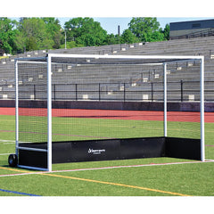 FIELD HOCKEY GOAL PACKAGE (2" X 2" SQUARE ALUMINUM WITH BOTTOM BOARDS) - OFFICIAL (7'H X 12'W X 4'D) - NFHS, NCAA, FIH COMPLIANT