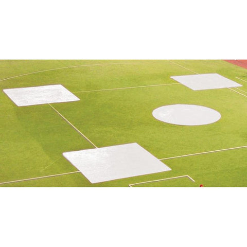 BASEBALL TARP WITH GROUND STAKES (10' SQUARE - 6 OZ. POLYETHYLENE) (3 BASE) (WHITE OR SILVER - REVERSIBLE)