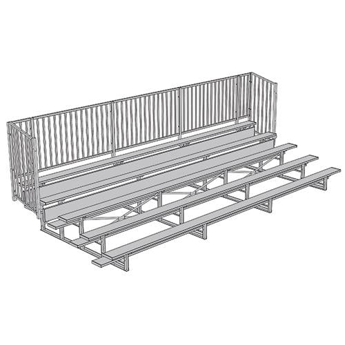 BLEACHER - 21' (5 ROW - SINGLE FOOT PLANK WITH GUARD RAIL) - ENCLOSED