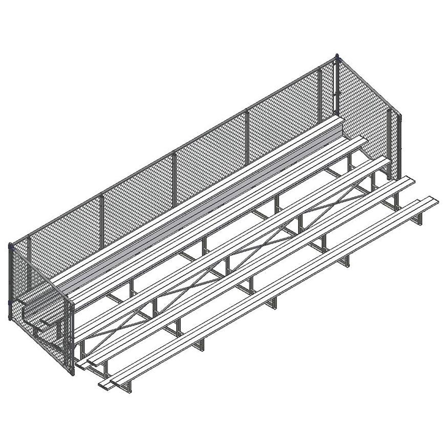 BLEACHER - 27' (5 ROW - SINGLE FOOT PLANK WITH CHAIN LINK RAIL) - ENCLOSED