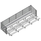 BLEACHER - 27' (5 ROW - SINGLE FOOT PLANK WITH CHAIN LINK RAIL) - ENCLOSED (POWDER COATED)