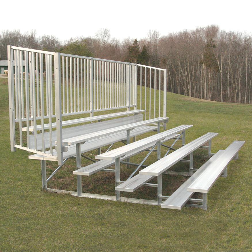 BLEACHER - 15' (5 ROW - SINGLE FOOT PLANK, WITH GUARD RAIL) - ENCLOSED