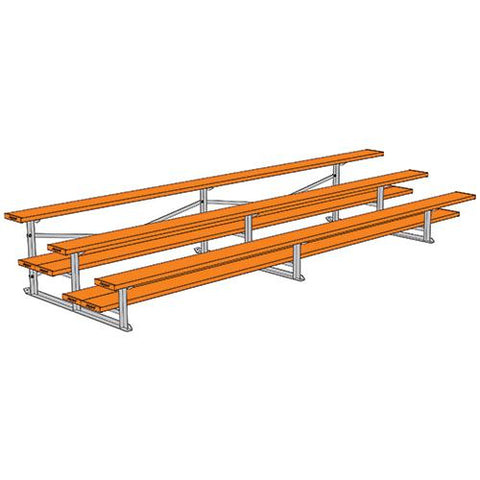 BLEACHER - 15' (3 ROW - DOUBLE FOOT PLANK) - ALL ALUMINUM - POWDER COATED