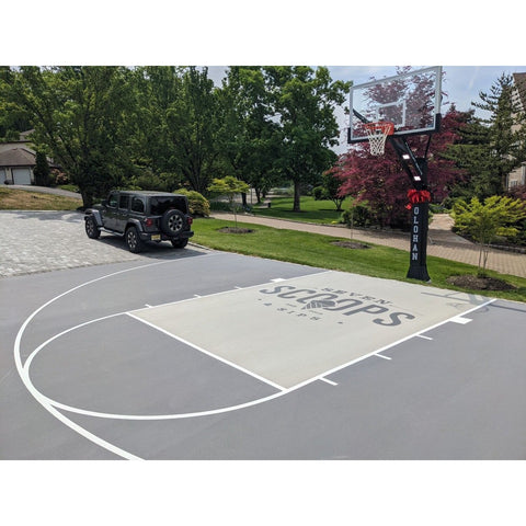 Custom Basketball Court Painting - 1/2 Court with Logo, Lines and Lane Painting